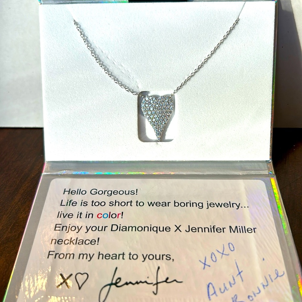 Diamonique x Jennifer Miller heart necklace